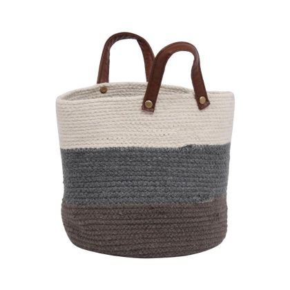 ДЕКОРАТИВНА КРЪГЛА КОШНИЦА PADDLE БЕЖОВО СИВО БЯЛО ЦВЯТ 22X22