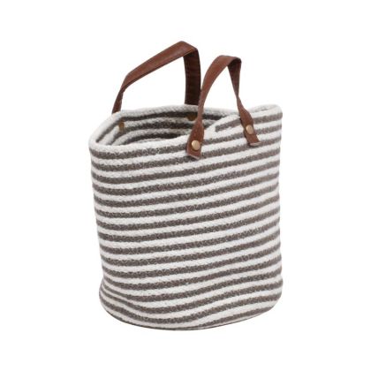 ДЕКОРАТИВНА КРЪГЛА КОШНИЦА ОТ ПЛАТ DORI, ЦВЯТ КАМЕЛ-БЯЛ, 22X22