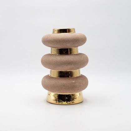 КЕРАМИЧНА ВАЗА ЗЛАТИСТО-ПЯСЪЧНА 16X16X24СМ