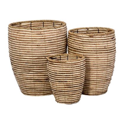 КОМПЛЕКТ ОТ 3 САКСИИ FL24008 КАФЯВО-БЕЖОВ ЦВЯТ 40X40X49СМ 32X32X44СМ 25X25X30СМ