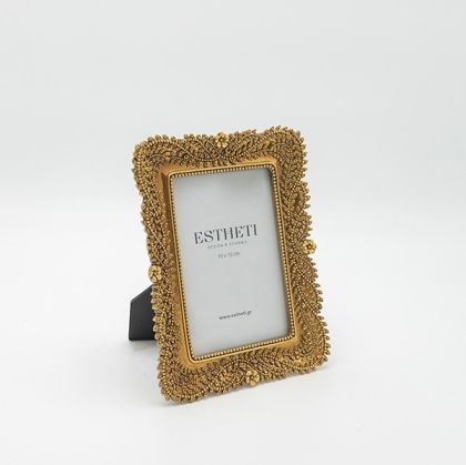 РЕЛЕФНА ФОТО РАМКА(10X15) С ЦВЕТЯ В АНТИЧНО ЗЛАТО 16X2X21СМ