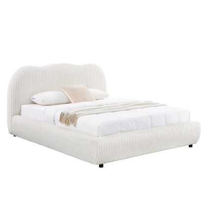 ДВОЙНО ЛЕГЛО С МЯСТО ЗА СЪХРАНЕНИЕ KALLY HM729.03 БЕЖОВО С КОЖУРНА ТАПА -- МАТРАК 160X200СМ.