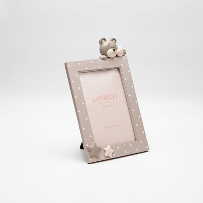 ДЕТСКА ФОТО РАМКА МЕЧЕ ПОЛИРЕЗИН НА ТОЧКИ, ЕКРУ - БЯЛА 13.5X2X22.4СМ