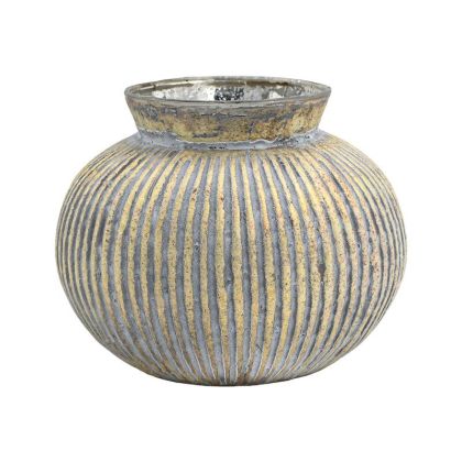 СТЪКЛЕНА ВАЗА FL1223 МЕТАЛНА ПОВЪРХНОСТ 16X13СМ