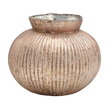 СТЪКЛЕНА ВАЗА FL1223 РОЗОВА С МЕТАЛНА ПОВЪРХНОСТ 16X13СМ