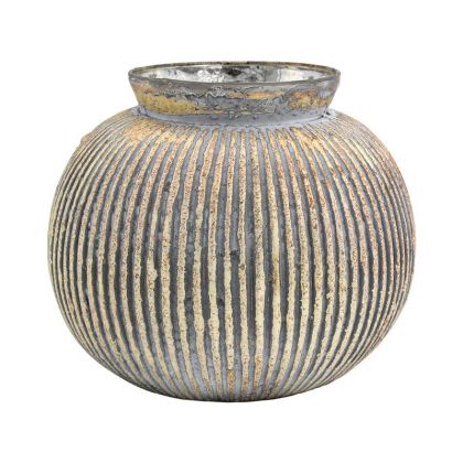 СТЪКЛЕНА ВАЗА FL1224 МЕТАЛНА ПОВЪРХНОСТ 20X17СМ