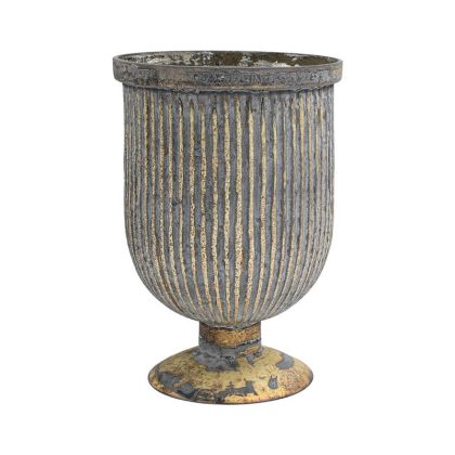 СТЪКЛЕНА ВАЗА С КРАКА FL638 МЕТАЛНО ЗАВЪРШЕНИЕ 17X24СМ