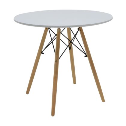 ТРАПЕЗНА МАСА JULITA MDF ПЛОТ БЯЛО-НАТУРАЛЕН ЦВЯТ КРАКА D80X73СМ