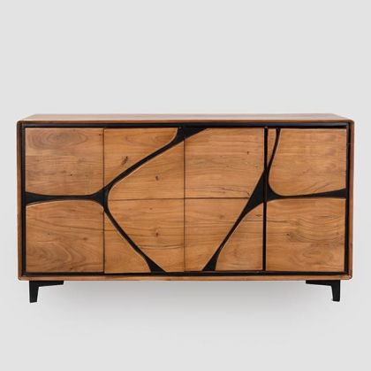 ШКАФ ОТ АКАЦИЕВО ДЪРВО, СВЕТЛО КАФЯВ, 3 ВРАТИ, 170X38X95СМ