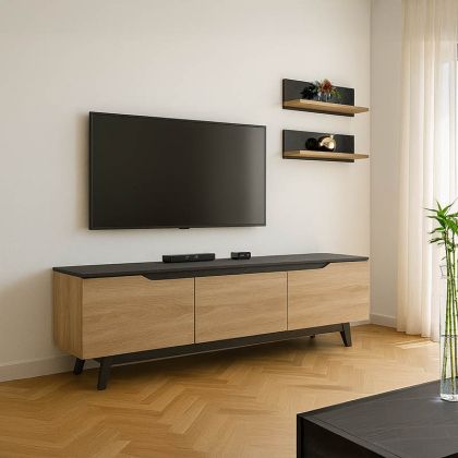 ХОЛНА ГАРНИТУРА KASIA В ЧЕРЕН МРАМОР - НЮАНС СОНОМА 180X35X48.5 СМ