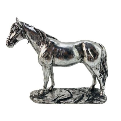 ДЕКОРАТИВНА ФИГУРА КОН В СРЕБЪРНО 25*7*21