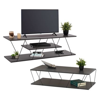 КОМПОЗИЦИЯ ЗА ХОЛ 2 БР. HM11771.20 МЕЛАМИН/МЕТАЛ В ТЪМНО СИВО-ЧЕРНО