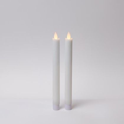 СВЕЩ С БАТЕРИИ, С ТРЕПТЯЩ ПЛАМЪК, БЯЛА, ТАЙМЕР, 2,2X24СМ, КОМПЛЕКТ ОТ 2 БРОЯ, IP20