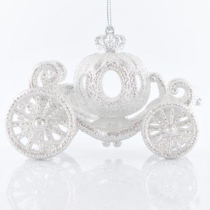 НАСТОЛНА ДЕКОРАЦИЯ КАРЕТА СЪС СРЕБЪРЕН БЛЯСЪК, 12X8.5X5.5СМ