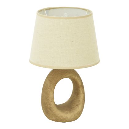 COLLIE E14 КЕРАМИЧНА НАСТОЛНА ЛАМПА В СИВ АНТИЧНО-БЕЖОВ АБАЖУР D18X29СМ