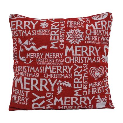 КОЛЕДНА ДЕКОРАТИВНА ВЪЗГЛАВНИЦА ВЕСЕЛА КОЛЕДА ЧЕРВЕНА