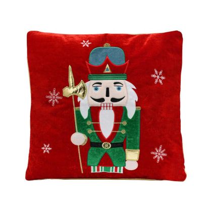 КОЛЕДНА ДЕКОРАТИВНА ВЪЗГЛАВНИЦА ЛЕШНИКОТРОШАЧКА FL133 ЧЕРВЕНО-ЗЕЛЕНО-БЯЛО 42X42X5СМ