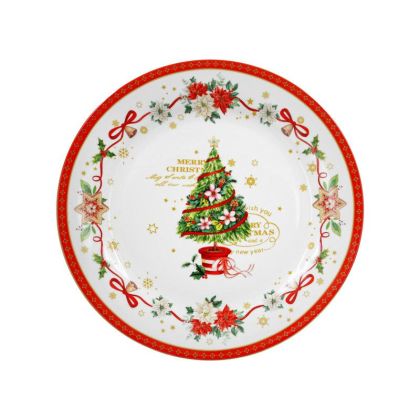 КОЛЕДНА КЕРАМИЧНА ЧИНИЯ С ЛОПАТКА В КУТИЯ FL9017 БЯЛО-ЧЕРВЕН ЦВЯТ