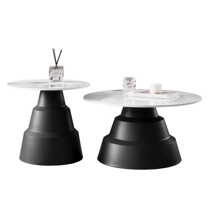 КОМПЛЕКТ 2 ХОЛНИ МАСИ LIDOX HM18306.02 ПЛОТОВЕ ОТ СИНТЕРОВАН КАМЪК В СНЕЖНОБЯЛ ЦВЯТ Φ50СМ И Φ70СМ