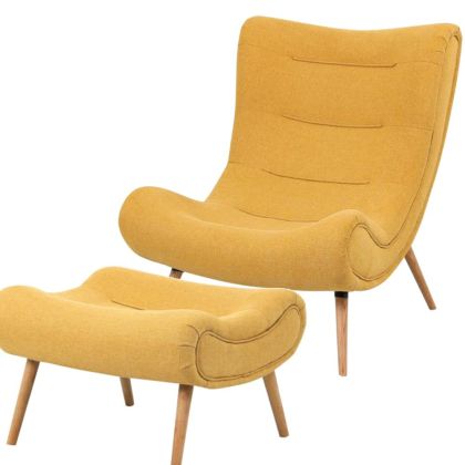 КОМПЛЕКТ КРЕСЛО С ТАБУРЕТКА ОТ ЖЪЛТ ПЛАТ 97X80X100 СМ