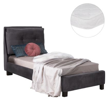 ЛЕГЛО С МАТРАК RILEY HM21282.01 СИВО КАДИФЕ -- ЗА МАТРАК 90X200СМ