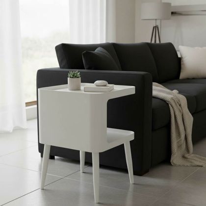 МЕТАЛНА ПОМОЩНА МАСА CUBINO В КРЕМАВ НЮАНС 35X35X50 СМ