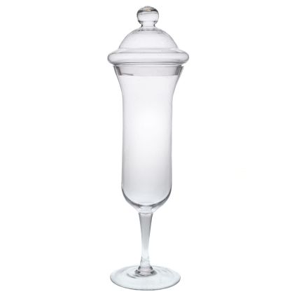 ПРОЗРАЧНА СТЪКЛЕНА ВАЗА НА КРАК С КАПАК 21X66 СМ