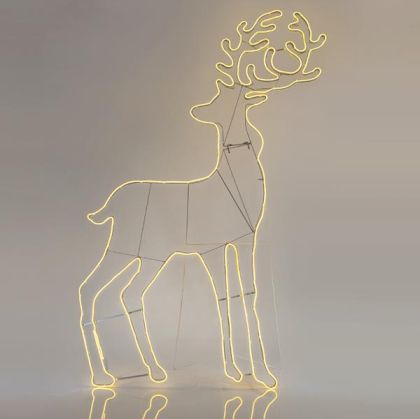 ПРОФЕСИОНАЛНА ГОЛЯМА СВЕТЕЩА ВЪНШНА ДЕКОРАЦИЯ, REINDEER, 12m NEON LED ROPE LIGHT, 2-WAY, WARM WHITE, 180x104cm, IP44