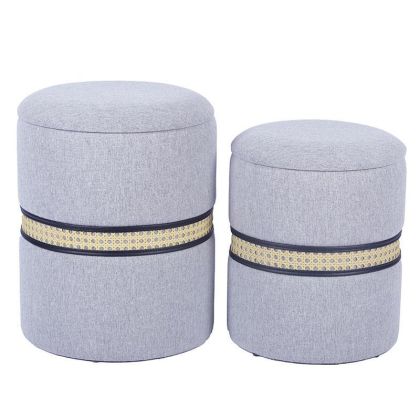 ТАБУРЕТКА ЗА СЪХРАНЕНИЕ ОТ ПЛАТ СИВО D36X44