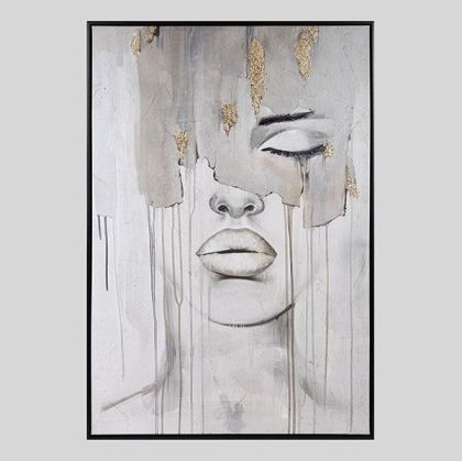 КАРТИНА С ЖЕНСКО ЛИЦЕ, БЕЖОВА 80X120СМ