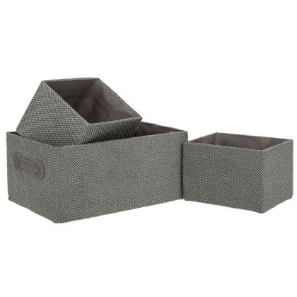КОМПЛЕКТ ОТ 3 СИВИ ТЕКСТИЛНИ КОША ЗА СЪХРАНЕНИЕ 31X21X14СМ, 18X14X12СМ