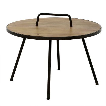 METAL/WOODEN TABLE  ARTHUR IN BROWN COLOR 65X65X51