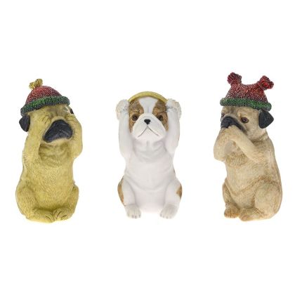  XMAS SET 3 MULTICOLOR POLYRESIN DOGS 6X6X12CM