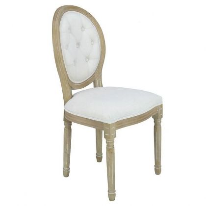 WOODEN CHAIR W/CREAM FABRIC 50X56Χ96