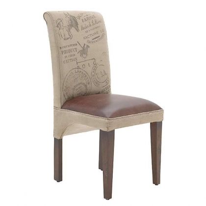 FABRIC/LEATHER CHAIR IN BEIGE/BROWN COLOR 45Χ57Χ100