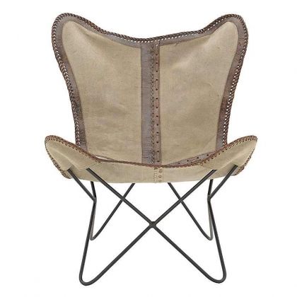 FABRIC/LEATHER CHAIR IN BEIGE COLOR 71Χ70Χ93