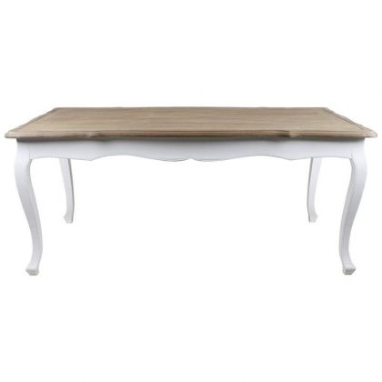 WOODEN TABLE NATURAL W/WHITE LEGS 180X90X78