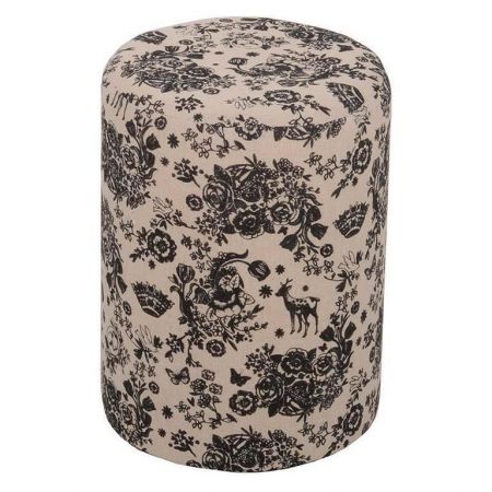 FABRIC STOOL W/BLACK ROSES 27X37