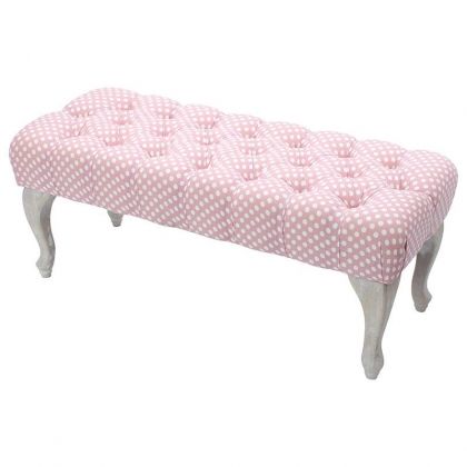 FABRIC STOOL PINK/WHITE W/WOODEN LEGS 99Χ38Χ40