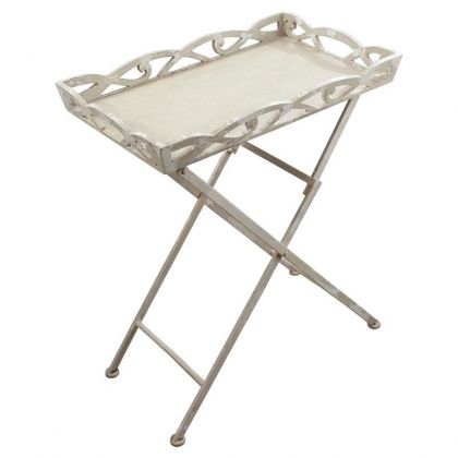 WOODEN/METAL TRAY TABLE IN ANTIQUE CREAM COLOR 63X49X77