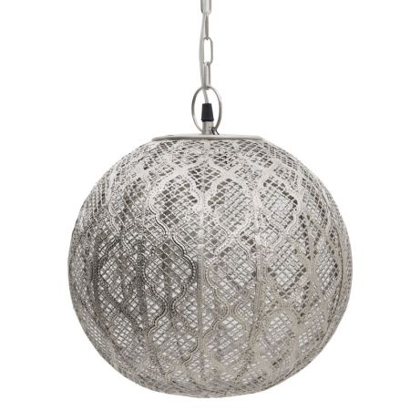 METAL PENDANT LAMP W/1 LIGHT IN SILVER 33Χ33Χ36