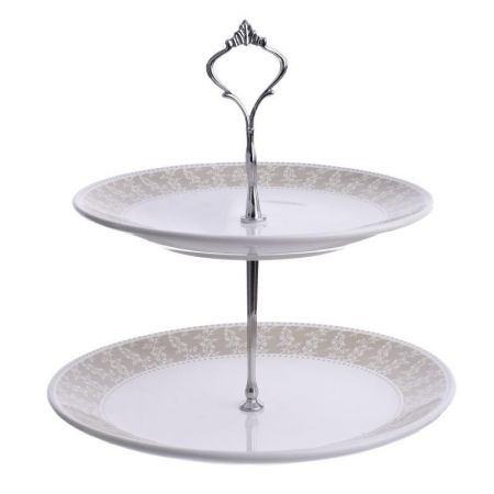 PORCELAIN 2 TIER PLATE IN BEIGE COLOR