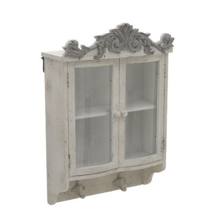 WOODEN VITRINE W/HANGER IN ANTI CREAM 38X16X55