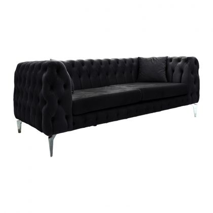 ДИВАН ТРИ МЕСТА Chesterfield velvet черен плюш 206x86x82cm