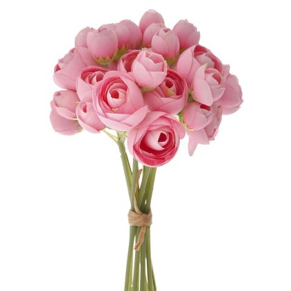 ARTIFICIAL PINK RANUNCULUS BOUQUET 30CM WITH 32 FLOWERS