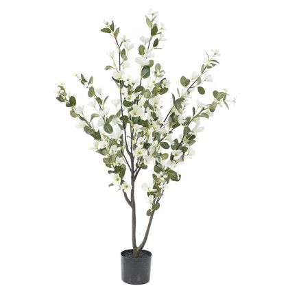 ARTIFICIAL TREE WITH WHITE FLOWERS 120CM IN PLASTIC POT