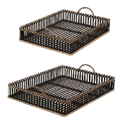 BLACK BAMBOO TRAY SET 2 56x36 50x30 CM