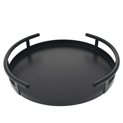 BLACK ROUND METAL TRAY D36 CM