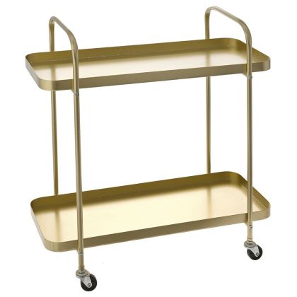 GOLD METAL TROLLEY TABLE 60X28X62 CM