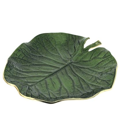 GREEN ENAMEL ALUMINUM LEAF TRAY 21X22 CM